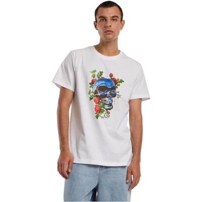 Tee för män krom-skalle t-shirt, Vit, XXL Tee för män krom-skalle t-shirt, Vit, XXL