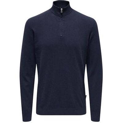 Only & Sons Onsloui Reg 12 Mel halv dragkedja stickad Noos, klänning blues, XXL Only & Sons Onsloui Reg 12 Mel halv dragkedja stickad Noos, klänning blues, XXL