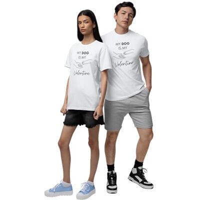 REPUBLIC OF CALIFORNIA Unisex URCTS041-M-WH My-Dog-is-My-Valentine-T-shirt vit, M, Vitt och blått, M REPUBLIC OF CALIFORNIA Unisex URCTS041-M-WH My-Dog-is-My-Valentine-T-shirt vit, M, Vitt och blått, M