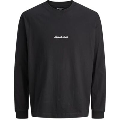 JACK & JONES Jornorrebro Emb Tee Ls Crew Neck Mni, svart, 128 JACK & JONES Jornorrebro Emb Tee Ls Crew Neck Mni, svart, 128