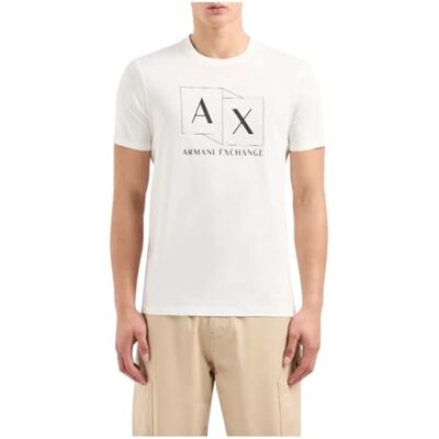 Giorgio Armani Slim Fit Mercerized Cotton Jersey Ax Box Logo T-shirt, Vit, XXL Giorgio Armani Slim Fit Mercerized Cotton Jersey Ax Box Logo T-shirt, Vit, XXL