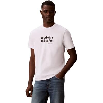 Calvin Herr SS 30S WHSL CKJ Jersey Graphic T LV04RE821G, vit, XS Calvin Herr SS 30S WHSL CKJ Jersey Graphic T LV04RE821G, vit, XS