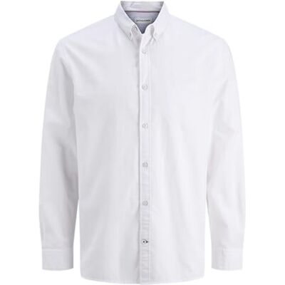 JACK & JONES Jjoxford Detail Shirt Ls, Vit, S JACK & JONES Jjoxford Detail Shirt Ls, Vit, S