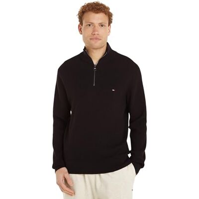 Tommy Hilfiger herr struktur dragkedja Mock MW0MW36527, halv dragkedja tröja, svart, S, svart (svart), S Tommy Hilfiger herr struktur dragkedja Mock MW0MW36527, halv dragkedja tröja, svart, S, svart (svart), S