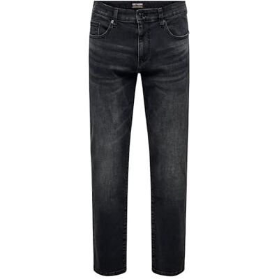 Only & Sons Onsweft Reg. Wb 4101 Mat DNM, Tvättad svart, 33W / 34L Only & Sons Onsweft Reg. Wb 4101 Mat DNM, Tvättad svart, 33W / 34L