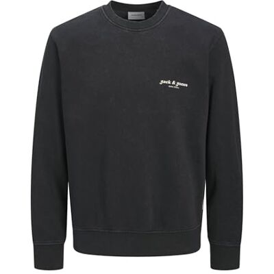 JACK & JONES Jjedover Print Sweat Crew Neck, svart, M JACK & JONES Jjedover Print Sweat Crew Neck, svart, M