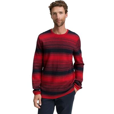 TOM TAILOR herrtröja, 36199 – Röd marinblå randig design, L TOM TAILOR herrtröja, 36199 – Röd marinblå randig design, L