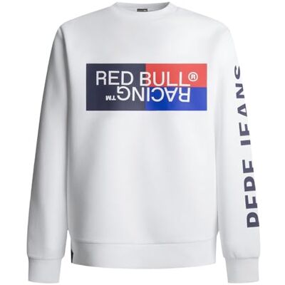 Pepe Jeans Red Bull Racing X herr RBR färg block grafisk crew sweatshirt, vit (vit), L, Vit (vit), L Pepe Jeans Red Bull Racing X herr RBR färg block grafisk crew sweatshirt, vit (vit), L, Vit (vit), L