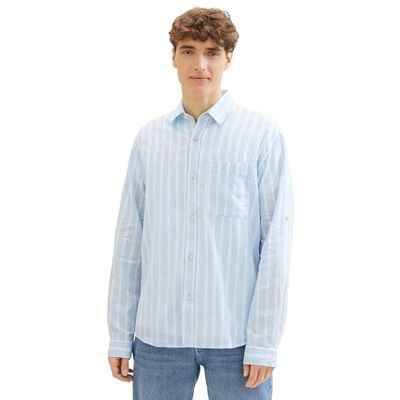 TOM TAILOR Denim herrskjorta, 34787 – mjuk pulverblå rand, XXL TOM TAILOR Denim herrskjorta, 34787 – mjuk pulverblå rand, XXL