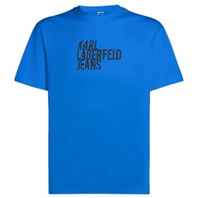 KARL LAGERFELD JEANS , Herr, Vanlig Kortärm Stackad Logo T-Shirt, Vanlig Fit, Blå, L KARL LAGERFELD JEANS , Herr, Vanlig Kortärm Stackad Logo T-Shirt, Vanlig Fit, Blå, L