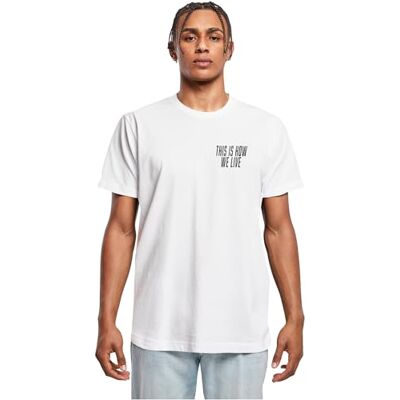 Tee T-shirt för män, normal passform, This is How We Live – bomullströja med fram- och backtryck – kortärmad streetwear för fritid och vardag Tee T-shirt för män, normal passform, This is How We Live – bomullströja med fram- och backtryck – kortärmad streetwear för fritid och vardag