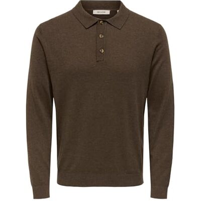 Only & Sons Onsloui Reg 12 Ls Mel Polo Knit, Kaffeböna, XXL Only & Sons Onsloui Reg 12 Ls Mel Polo Knit, Kaffeböna, XXL