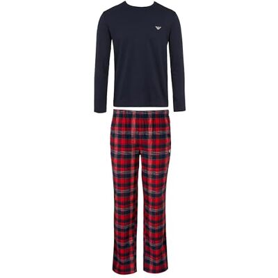 Giorgio Armani Tartan Flannel Long Pajamas, Marin/Scoz Mar/Röd, S Giorgio Armani Tartan Flannel Long Pajamas, Marin/Scoz Mar/Röd, S