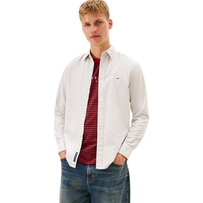 Tommy Jeans herr TJM Slim Stripe Oxford Shirt EXT DM0DM20668 L/S skjorta, grön (mörkgrönska/ränder), M, Grön (mörkgrönska/ränder), M Tommy Jeans herr TJM Slim Stripe Oxford Shirt EXT DM0DM20668 L/S skjorta, grön (mörkgrönska/ränder), M, Grön (mörkgrönska/ränder), M