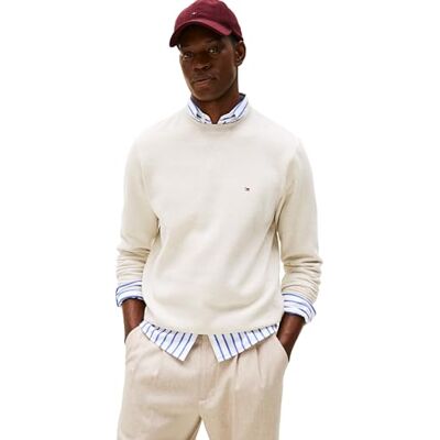 Tommy Hilfiger herr ESS SEASONAL FLEECE CREWNECK MW0MW4000 pullover tröja, beige, XXL, Beige (ljung havremjölk), XXL Tommy Hilfiger herr ESS SEASONAL FLEECE CREWNECK MW0MW4000 pullover tröja, beige, XXL, Beige (ljung havremjölk), XXL