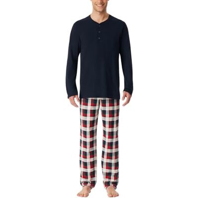 Schiesser Pyjamasset för män, långa nattkläder, set med pyjamasset, Nattblå_183167, 56 Schiesser Pyjamasset för män, långa nattkläder, set med pyjamasset, Nattblå_183167, 56