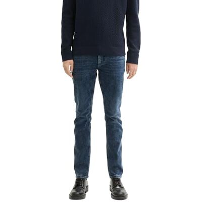 TOM TAILOR Troy Slim Jeans för män, 10172 – Mid Stone Blue Black Denim, 31W / 32L TOM TAILOR Troy Slim Jeans för män, 10172 – Mid Stone Blue Black Denim, 31W / 32L