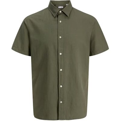 JACK & JONES Jjebreeze linne Blend skjorta S/S Sn Pls – plus storlek, Dammig oliv, 3XL JACK & JONES Jjebreeze linne Blend skjorta S/S Sn Pls – plus storlek, Dammig oliv, 3XL