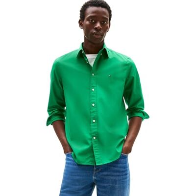 Tommy Hilfiger Herr Flex POPLIN Solid RF-skjorta MW0MW37550 L/S skjorta, grön (ympisk grön), L, Grön (ovalmisk grön), L Tommy Hilfiger Herr Flex POPLIN Solid RF-skjorta MW0MW37550 L/S skjorta, grön (ympisk grön), L, Grön (ovalmisk grön), L