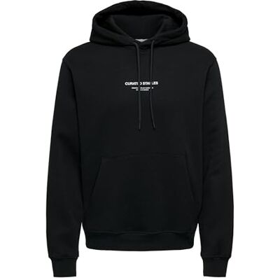 Only & Sons ONSCURATED REG huvtröja sweatshirt, svart, XL Only & Sons ONSCURATED REG huvtröja sweatshirt, svart, XL