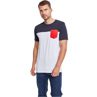 Urban Classics T-shirt för män, Vit/marinblå/eldröd, L Urban Classics T-shirt för män, Vit/marinblå/eldröd, L