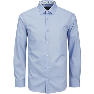 JACK & JONES Jprblabarnes detalj Dobby L/S skjorta Sn, Chambray Blue, S JACK & JONES Jprblabarnes detalj Dobby L/S skjorta Sn, Chambray Blue, S