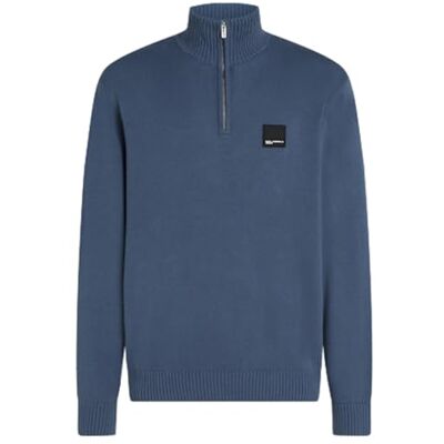 KARL LAGERFELD JEANS , Herr, Vanlig Tröja Med Halv Driftsätt, Vanlig Passform, Blå, M KARL LAGERFELD JEANS , Herr, Vanlig Tröja Med Halv Driftsätt, Vanlig Passform, Blå, M