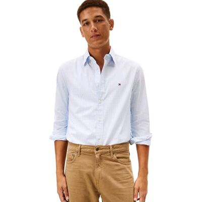 Tommy Hilfiger herr Flex POPLIN Big Gingham RF-tröja MW0MW41713 L/S skjorta, blå, XS, Blå (söt blå/rutig), XS Tommy Hilfiger herr Flex POPLIN Big Gingham RF-tröja MW0MW41713 L/S skjorta, blå, XS, Blå (söt blå/rutig), XS