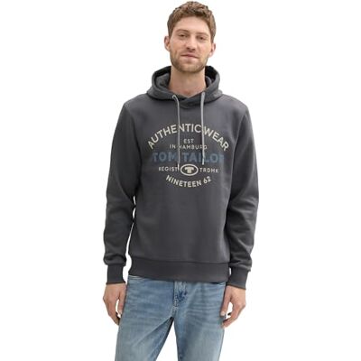TOM TAILOR Sweatshirt för män, 10899 Tarmacgrå, S TOM TAILOR Sweatshirt för män, 10899 Tarmacgrå, S