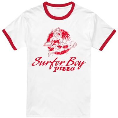Stranger Things Surfer Boy Pizza Unisex T-shirt, Vit/Röd, Large, Vit/röd, L Stranger Things Surfer Boy Pizza Unisex T-shirt, Vit/Röd, Large, Vit/röd, L