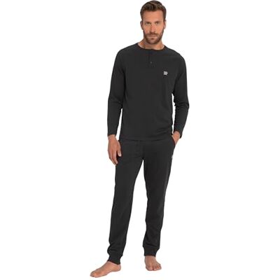 JP 1880 herr, stora storlekar, herrkläder, L-8XL, pyjamas, henley, långärmad, långa byxor 800377, svart, XXL JP 1880 herr, stora storlekar, herrkläder, L-8XL, pyjamas, henley, långärmad, långa byxor 800377, svart, XXL