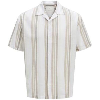 JACK & JONES Jprccsummer Stripe Resort S/S Shirt Sn, Travertin, L JACK & JONES Jprccsummer Stripe Resort S/S Shirt Sn, Travertin, L
