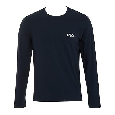 Giorgio Armani Herrens djärva monogram långärmad t-shirt med rund hals blå S, BLÅ, S Giorgio Armani Herrens djärva monogram långärmad t-shirt med rund hals blå S, BLÅ, S