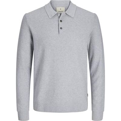 JACK & JONES JACK&JONES JPRBLUSANDRI stickad pikétröja LS, Ljusgrå melange, XL JACK & JONES JACK&JONES JPRBLUSANDRI stickad pikétröja LS, Ljusgrå melange, XL