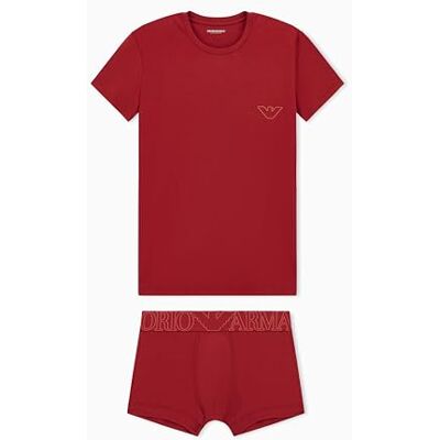 Giorgio Armani Megalogo t-shirt för män + bagageutrymme, Röd, XXL Giorgio Armani Megalogo t-shirt för män + bagageutrymme, Röd, XXL