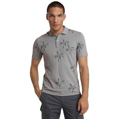 G-STAR RAW Dunda Slim Ao s pikétröja för män, Flerfärgad (Correct Winter Grey Palm D24359-c335-g525), S G-STAR RAW Dunda Slim Ao s pikétröja för män, Flerfärgad (Correct Winter Grey Palm D24359-c335-g525), S