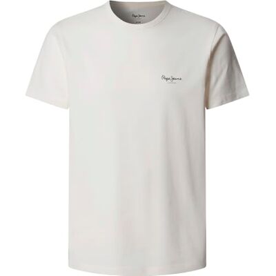 Pepe Jeans Original Basic 3n T-shirt, vit (Off White), storlek S för män, Vit (vit vit), S Pepe Jeans Original Basic 3n T-shirt, vit (Off White), storlek S för män, Vit (vit vit), S
