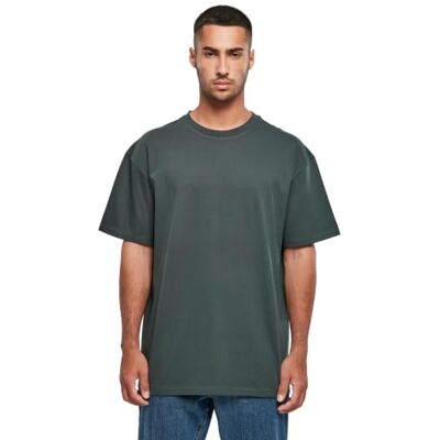 Build Your Brand T-shirt för män tung oversize te, basic t-shirt för män, överdimensionerad passform, bomull, Flaskgrön, L Build Your Brand T-shirt för män tung oversize te, basic t-shirt för män, överdimensionerad passform, bomull, Flaskgrön, L