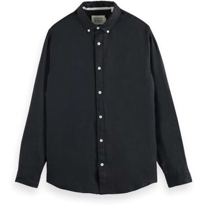 Scotch & Soda Core – linne skjorta Ls Button-Down, Svart 001, L Scotch & Soda Core – linne skjorta Ls Button-Down, Svart 001, L