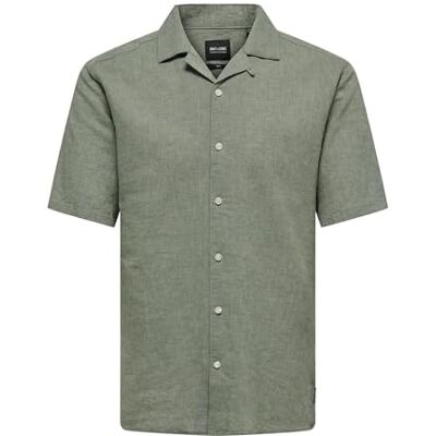Only & Sons Onscaiden Ss Solid Resort Linen Noos kortärmad skjorta, träsk, XS Only & Sons Onscaiden Ss Solid Resort Linen Noos kortärmad skjorta, träsk, XS