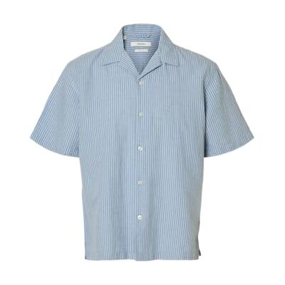 SELECTED FEMME Slhrlxclay linenblend Ss Shirt Res Noos, Dammblå, S SELECTED FEMME Slhrlxclay linenblend Ss Shirt Res Noos, Dammblå, S