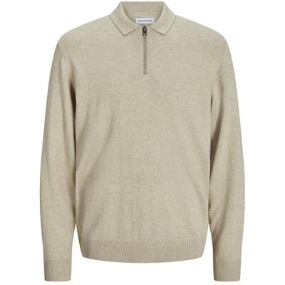 JACK & JONES JACK&JONES JJEEMIL stickad polo halv dragkedja LS NOOS, havregryn/detalj: melerad, XS JACK & JONES JACK&JONES JJEEMIL stickad polo halv dragkedja LS NOOS, havregryn/detalj: melerad, XS