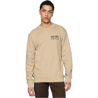 Tee herr Cash Only Crewneck, darksand, M Tee herr Cash Only Crewneck, darksand, M