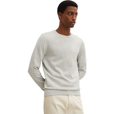 TOM TAILOR Herr Basic crewneck stickad tröja 1032016, 15978 White Grey Tonal Mouline, XXL TOM TAILOR Herr Basic crewneck stickad tröja 1032016, 15978 White Grey Tonal Mouline, XXL