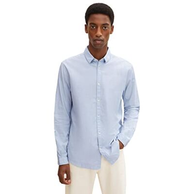 TOM TAILOR herr Slim fit skjorta med struktur 1023881, 24183 Light Blue White Structure, L TOM TAILOR herr Slim fit skjorta med struktur 1023881, 24183 Light Blue White Structure, L