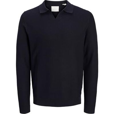 JACK & JONES Jprcceaston stickad delad hals Sn, natthimmel, XL JACK & JONES Jprcceaston stickad delad hals Sn, natthimmel, XL