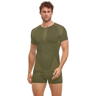 FALKE herr Baslager Ovandel Warm Round Neck M S/s Ts funktionellt garn snabbtorkande 1 del, Grön Herb 7754, S FALKE herr Baslager Ovandel Warm Round Neck M S/s Ts funktionellt garn snabbtorkande 1 del, Grön Herb 7754, S