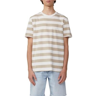 QS T-shirt med rund hals och blockränder, Ljus beige, S QS T-shirt med rund hals och blockränder, Ljus beige, S
