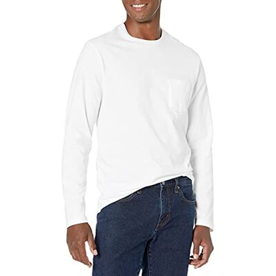 Amazon Essentials långärmad T-shirt för män, normal passform, vit, Large Amazon Essentials långärmad T-shirt för män, normal passform, vit, Large