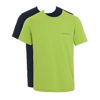 Giorgio Armani Herr ren bomull 2-pack rund hals t-shirt blå L normal passform, BLÅ, L Giorgio Armani Herr ren bomull 2-pack rund hals t-shirt blå L normal passform, BLÅ, L